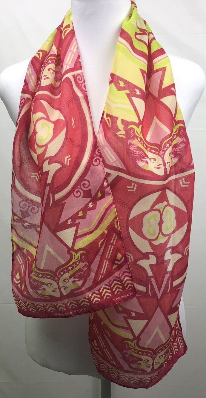 Fordcares “Warriors In Pink” Scarf Women Pink Red Green Rectangular Size 52 x 9
